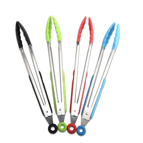 Liten Silikon Tangsett - 4 Stykker 7 Tommers Mini Kjøkken Tang med Silikontupper, Ideelt for Servering, Matlaging, Salat og Grilling