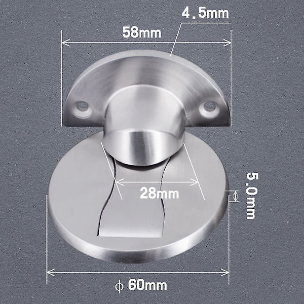 Satin Nikkel Magnetisk Dørstopper, Usynlig og Borfri Magnetisk Dørstopper, Rustfritt Stål Gulvfang Sølv