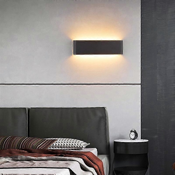 Sett med 2 20W LED Innendørs Vegglampe Downlights Moderne Svart for Butikk Stue Balkong Trapp Veranda Varmt Hvitt Lys