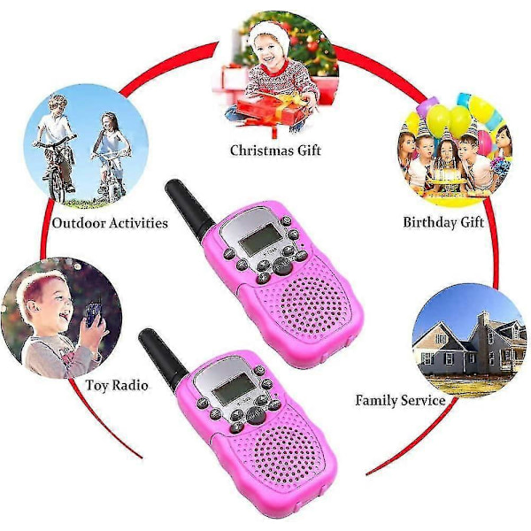 2 X Walkie Talkie Barn, 2-vägsradio med 8 kanaler LCD-skärm Vox Ficklampa 10 Signaler Låskanaler Present Kanal Walky Leksak (batteri