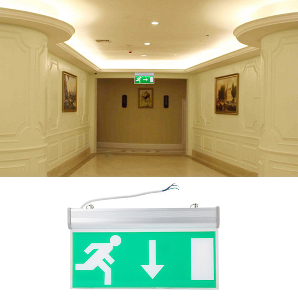 Akryl LED nödutgångsbelysningsskylt Säkerhetsevakueringsindikatorlampa 110-220V