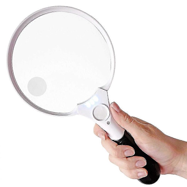 Suurennuslasi 5,5 tuuman erittäin suuri suurennuslasi valolla, 3 kirkasta LED-valoa 2x 4x suurennuslinssi 25x zoom kevyt
