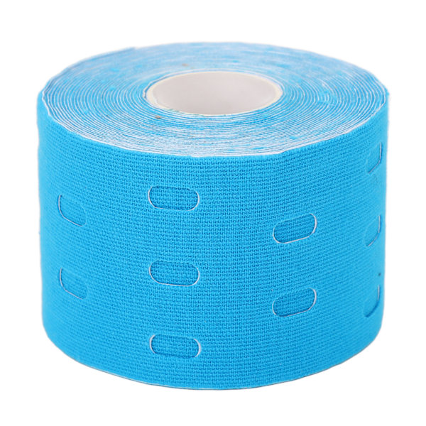 Elastisk muskelbandage med ventilationshuller, klæbende sportstejp, skulder, håndled og ankel, blå
