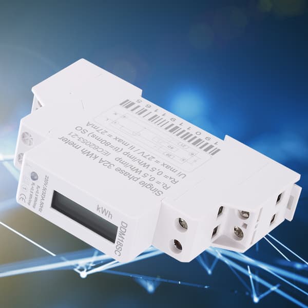 1P LCD Digital Display Enfase Din Skinne Elektrisk Strømforbruk Energimåler