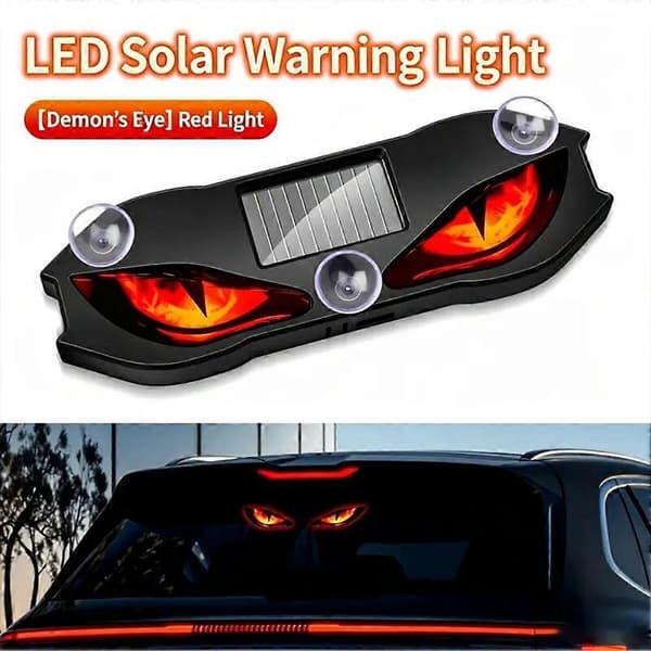 Solar Car Devil Eyes LED-lys, Trådløs Dynamisk Omgivende Bilinteriørlampe, Ingen Kabling Sugekoppinteriør for Lastebil, Bil, SUV