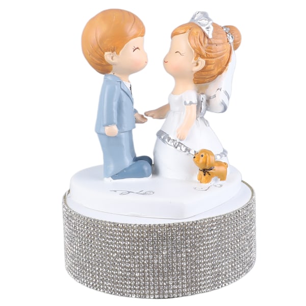 Romantisk par roterende spilledåse harpiks Udsøgt dekorativ pardukke spilledåse til kone kæreste kysser