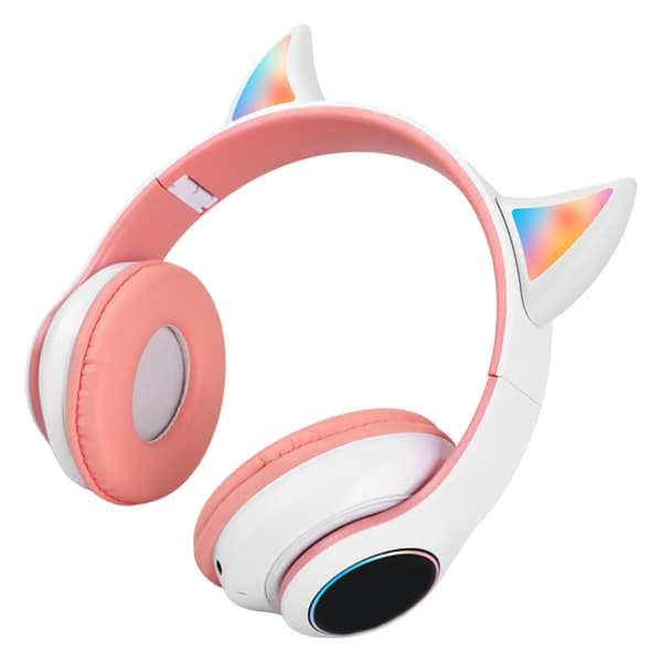 Vikbara Bluetooth-hörlurar HiFi Glödande Effekt Lätt Bekväm Söt Trådlöst Headset Rosa