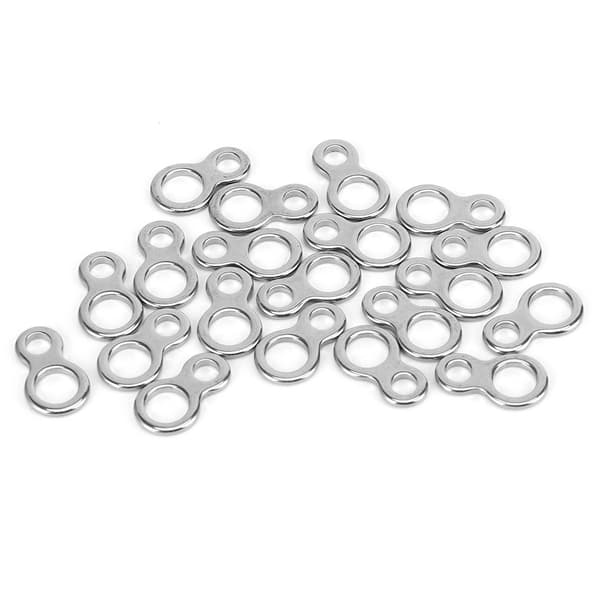 20 STK/pose rotationsforbinder Dobbelt huller Jernplade Bådfiskeri Fuld kerne ring grej L