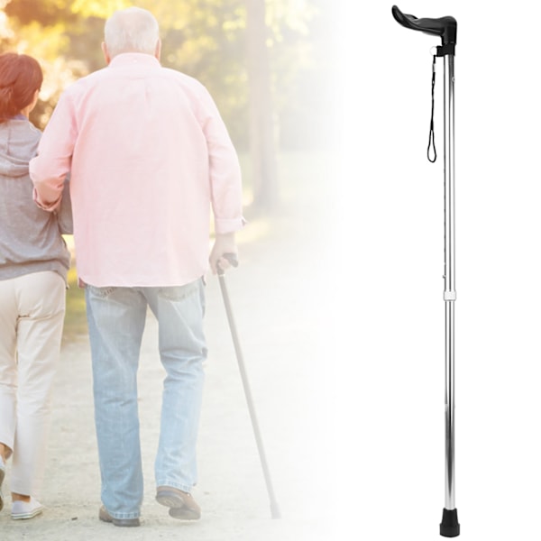 Aluminiumlegering Lättvikts Teleskopisk Justerbar Äldre Promenadkäpp Anti-skid Enkel Käpp (Silver)