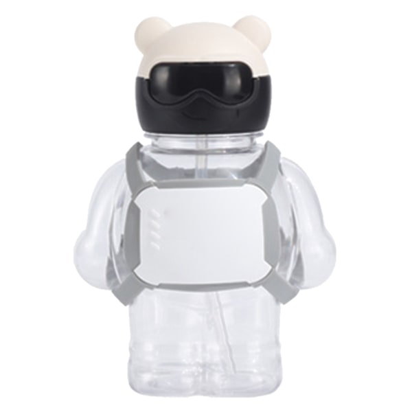 Plast Vattenflaska 400ml Cool Björndesign Lätt Bärbar Vattenmugg för Utomhussporter Vit