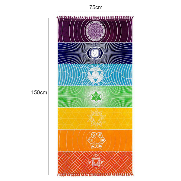 Regnbågsstrandhandduk Flerfärgad Turkisk badhandduk Färgglad Polyester Yogamatta