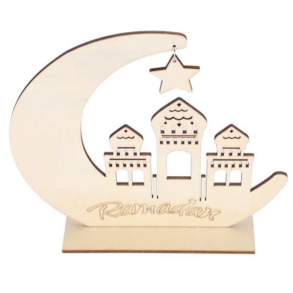 Træmoské Vedhæng Måne Stjerne Ramadan Træ Ornament Festartikler Dekorationer