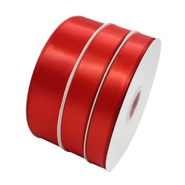 Presentförpackningsband 99,5yd Längd 1,0in Bredd Flexibel Polyester Röd Satängband för Dekoration DIY Hantverk