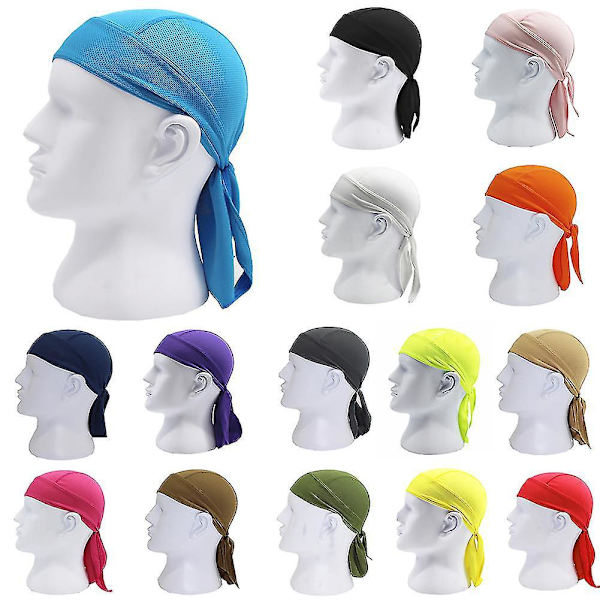 Andningsbar Motorcykel Huvudduk Bandana Cap Set med 2 - blå enfärgad