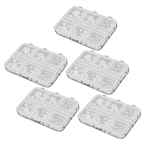 5 laatikkoa Kynsikorut Söpöt Helmet Väärennetyt strassit Nail art Manikyyrikorut Valkoinen A02