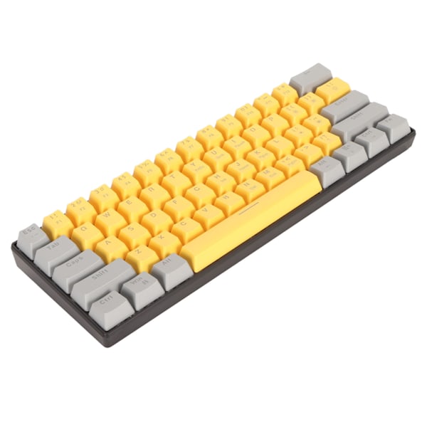 61-tangenters mekaniskt tangentbord, bärbart, kompakt 60 % spelande tangentbord med LED-bakgrundsbelysning för Windows PC-bärbar dator, grågul yta, blå brytare