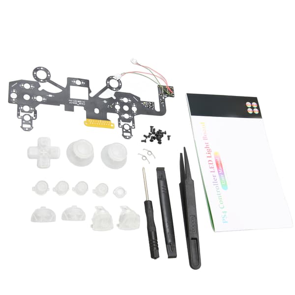 Opplyste D-pad-ansiktsknapper 8 farger 19 moduser DIY-erstatnings-LED-knappsett for PS4-kontroller