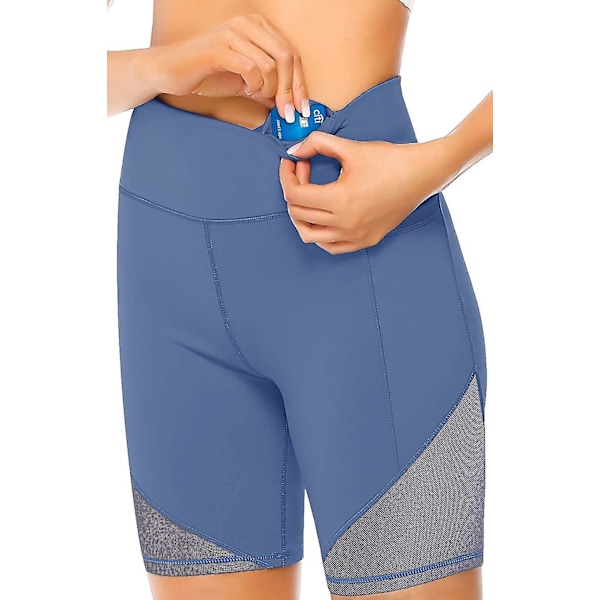 Korkeavyötäröiset Mesh Biker Shorts XL Sininen
