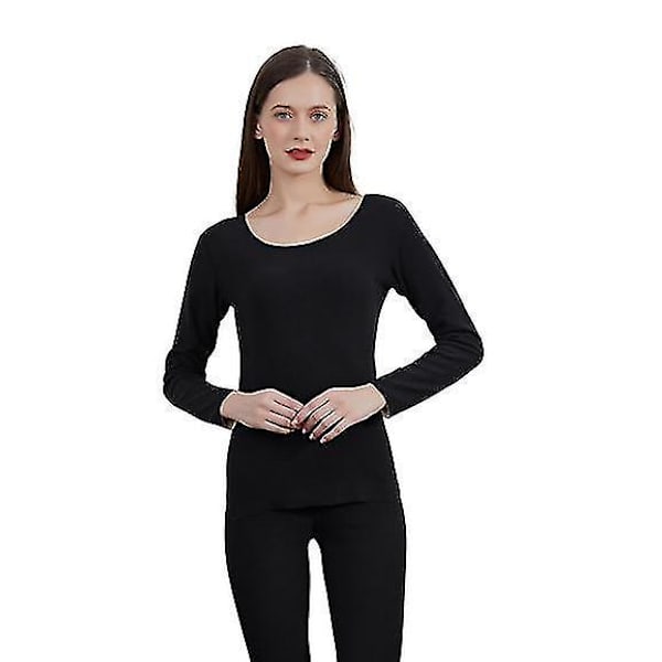 Kvinners Silke Termisk Undertøy Sett 3XL Svart