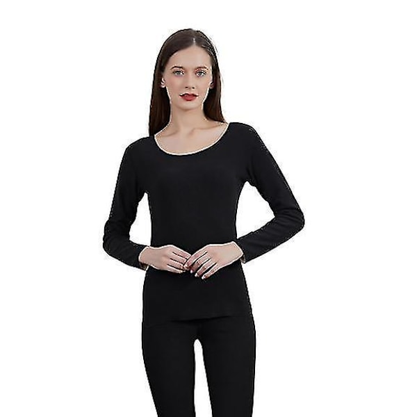 Women's Silk Thermal Underwear Sets 3XL black