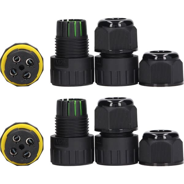 IP68 Vandtæt Samledåse M25 til 4-leder Havekabel 10-14mm - 2 Stykker