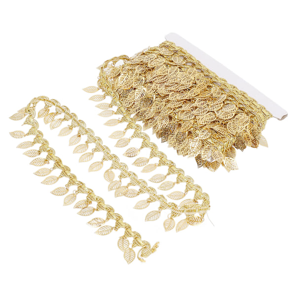 Guld blad girlang 10 meter gnistrande metall blad band trim för DIY trim dekorationer ihålig bladform