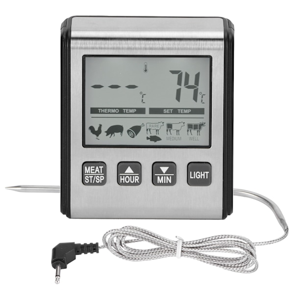 Digital Grillmatstermometer Temperatur Larm BBQ Vikbar Sond Kötttermometer