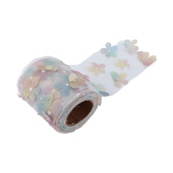 Tulle rulle färgglad gradient blomma rosett nät tyg rulle DIY material bandning gul