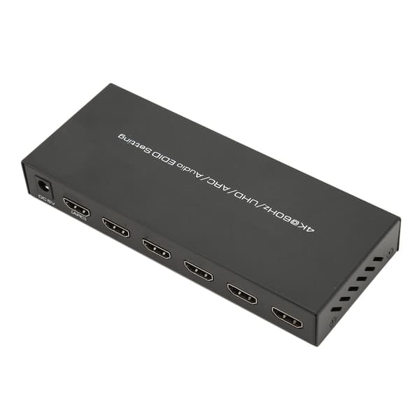 HDR HD Multimedia Interface Ljudextraktor 5 Port 18Gbps Ljudextraktor Switchbox med Fjärrkontroll ARC 100‑240V UK-kontakt