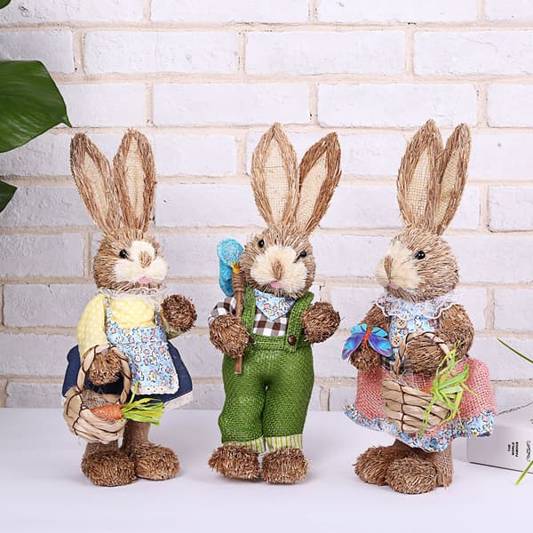 Påskdekorationer Simulation Halm Kanin Söt Utsökt Högtidsdekor Tillbehör för Barn Vänner