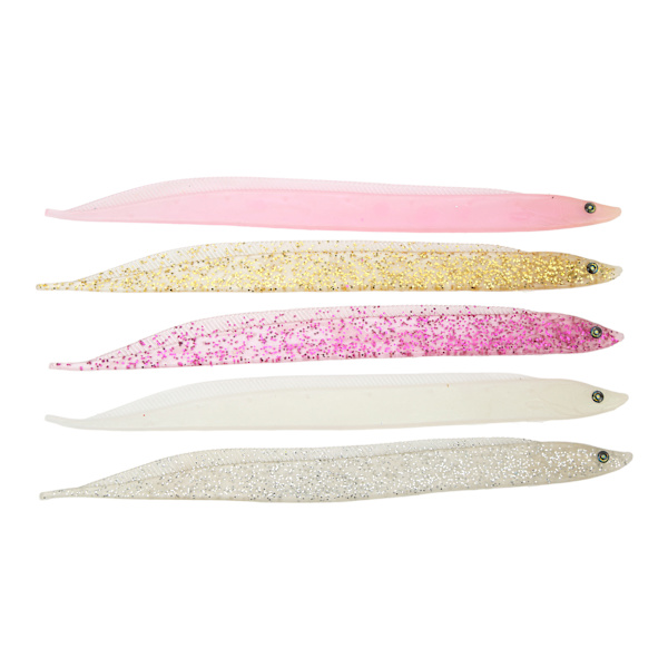 5 stk. fiskesimuleringsagn hårtail saury blød agn havfiskeriagn 28cm farverig