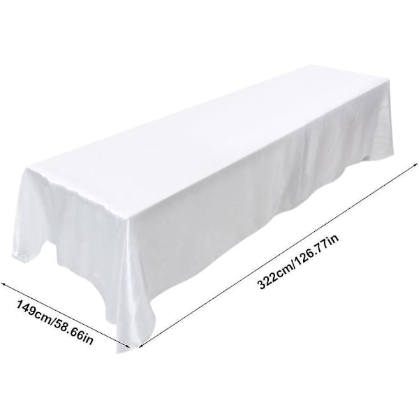 Tvättbar, fläckresistent rektangulär duk för bankett, bröllopsfest (147x 320 cm) (vit)