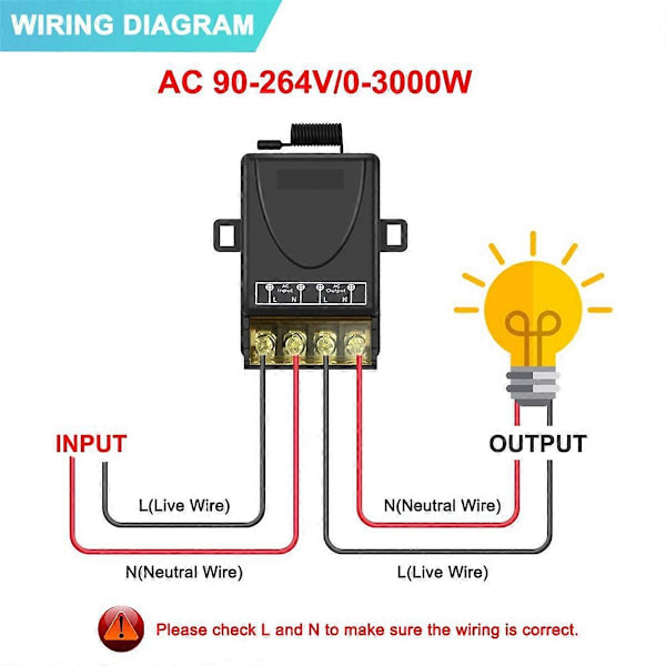 Kauko-ohjattava RF-kytkin 220V 30A releen vastaanotin + lähetinsarja