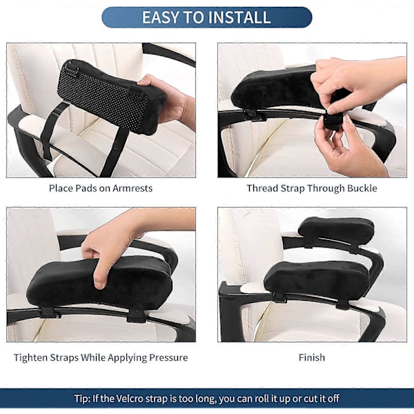 Tuolin käsinojatyynyt, Memory Foam toimisto- ja pelituoliin (2 kpl musta)