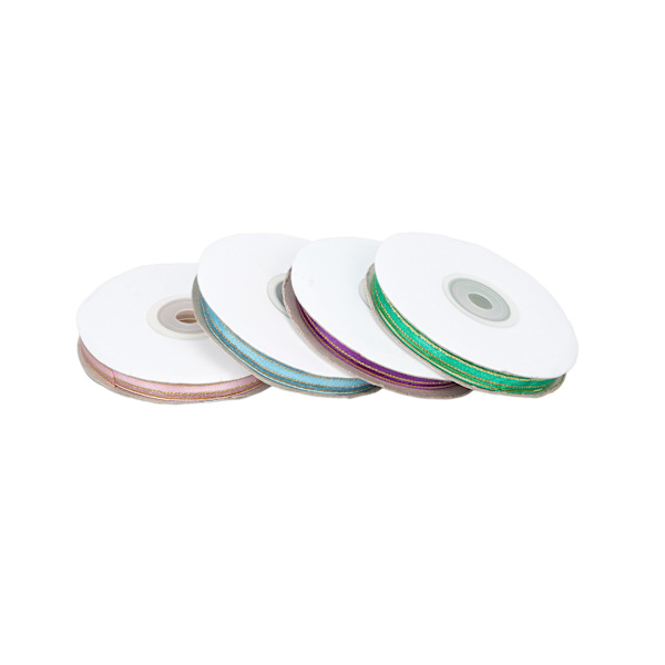 4 stk. 9 mm bredt transparent satinbånd i farverigt polyester chiffon til gaveindpakning