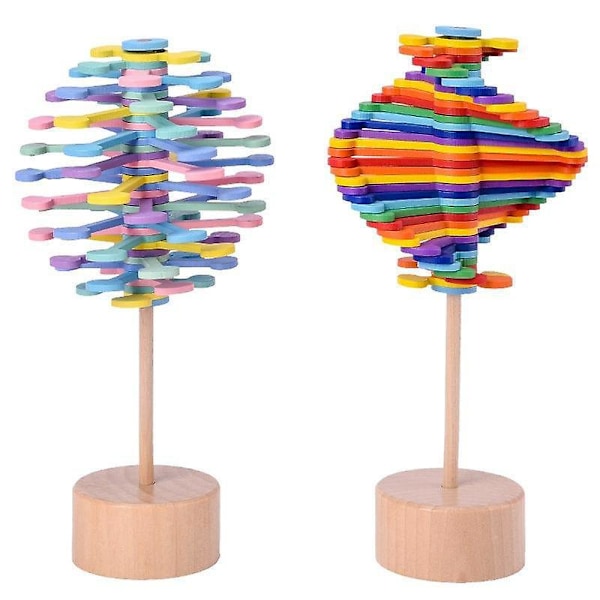 Trä Magic Snurrande Lollipop Stressavlastande Leksak Flerfärgad Snurrande Stavs Decompression Sensorisk Present