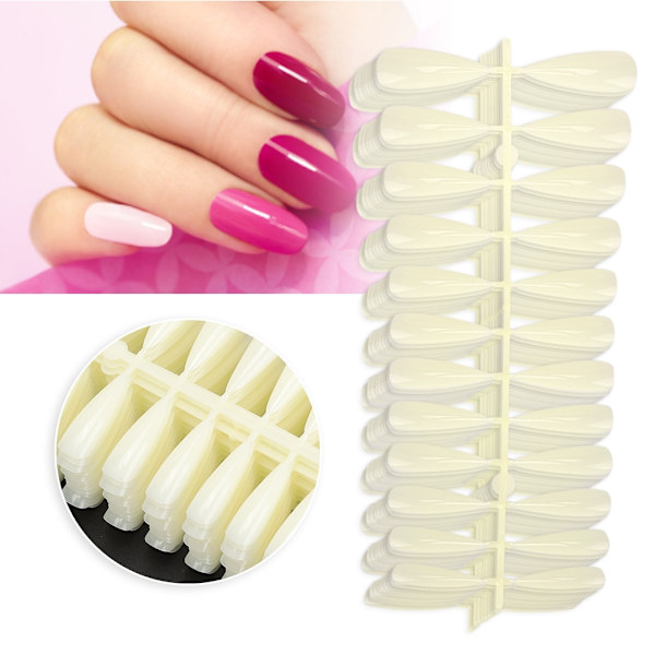 500 stk. falske negletips falske negle med høj sejhed DIY dekoration manicure værktøj naturlig farve