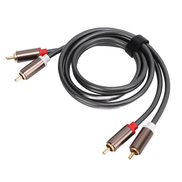 2 stk RCA-kabler, 2 til 2 AV 4-hodet effektforsterker lydkabel for subwoofere, 1 meter lang