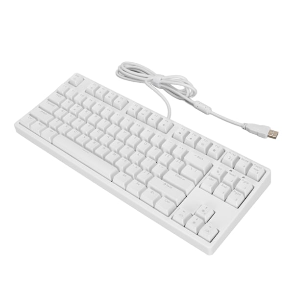 87-tasters mekanisk tastatur professionel gaming chip brun switch N-tast rollover hvidt lys kablet mekanisk tastatur hvid