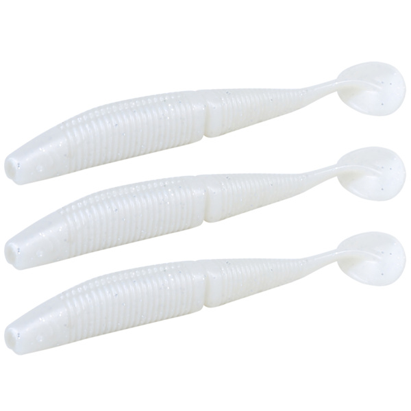 AR50 3 kpl kaksivärinen T-pyrstö, 120 mm, 10,5 g Soft Worm -keinotekoiset syöttivieheet kalastusvälineet # 2 Blanc Perle