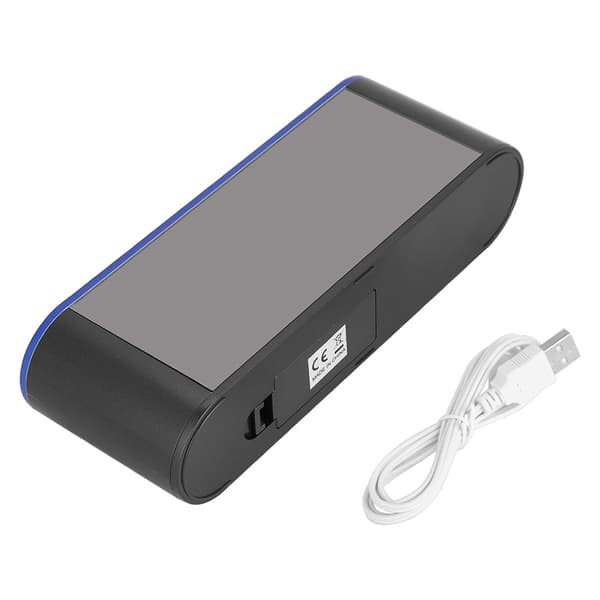 Termometer Elektronisk Spegelyta Digital Väckarklocka Med Snooze (Blått Skal Vita Siffror)