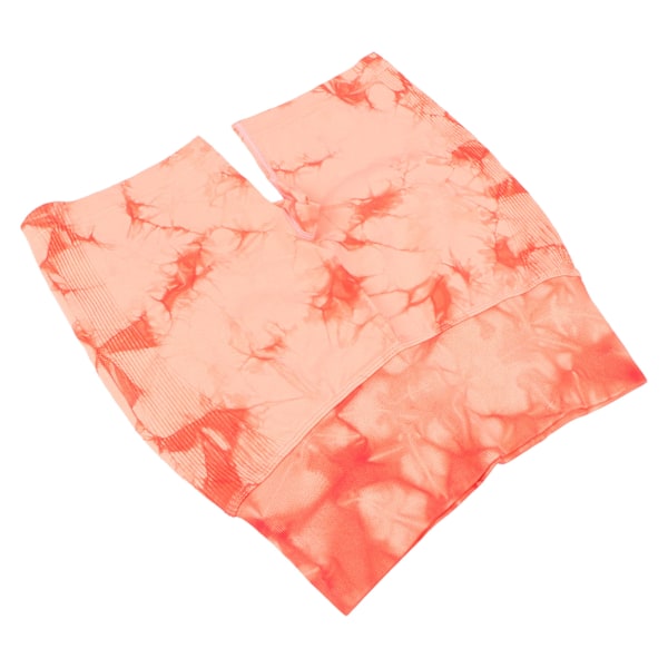 Kvinnors yogashorts med hög midja, snabbtorkande, höftlyftande, tie dye-träningsshorts, orange rosa L