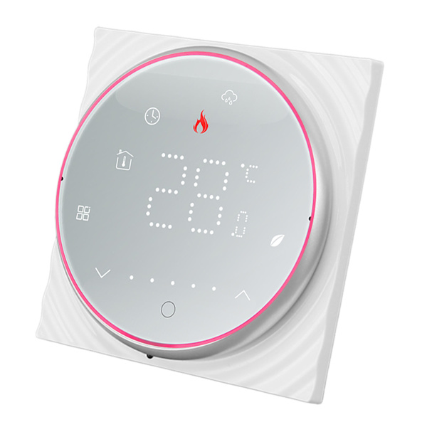 Smart termostat 1 vecka programmerbar LED-display infälld rektangulär bas digital termostat AC95-240V för pannvärmesystem vit