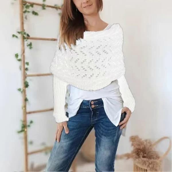 Crochet Pattern Sleeve Wrap Scarf Stylish Personalized Crocheted Sweater Scarf for Indoor Outdoor deep cerulean