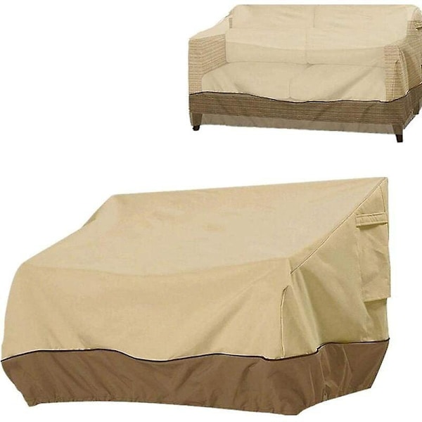 Benk Trekk, Hagebenk Trekk Vanntett Oxford Stoff, Utendørs Benk Trekk Anti UV og Vindbeskyttelse Sofatrekk——Brun 210D: 224×83×84cm