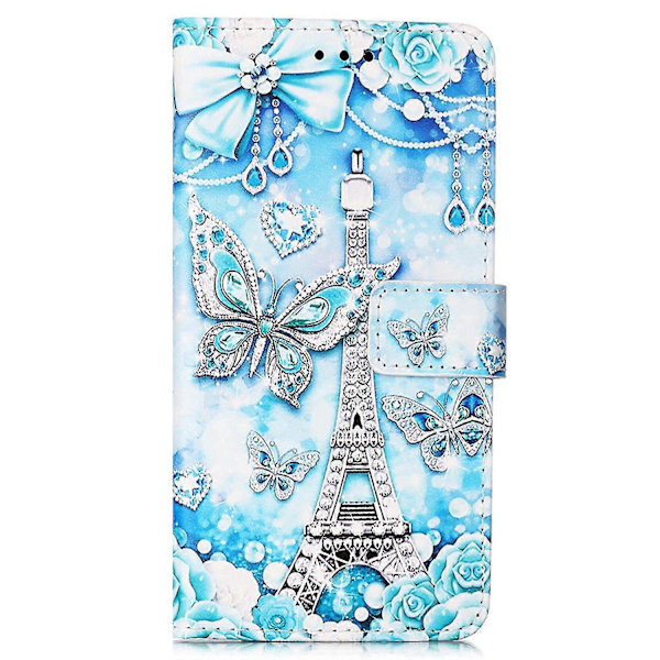 Til Samsung Galaxy A54 5g Pu Læder Wallet Stand Telefon Cover Fuld Dækning Indre Tpu Cover Zekai EiffelTowerButterfly
