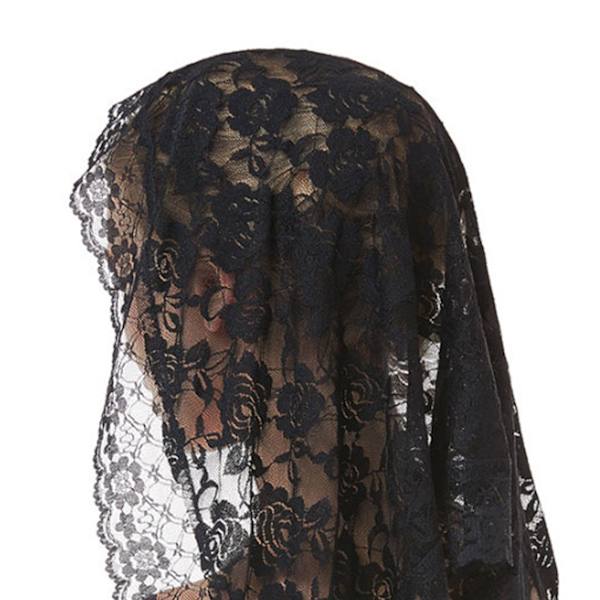 Kort brudeslør Blonder Enkeltlags elegant høykvalitets bryllup brudeslør for kirker Bryllup Dåp Svart