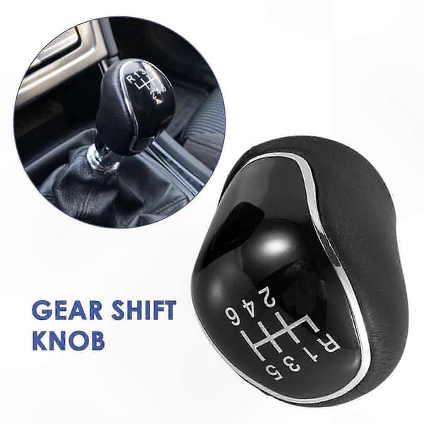 6-trins læder gearknop til Ford S-Max C-Max Kuga Galaxy Mondeo Mk4 Transit Tourneo bildele tilbehør Black