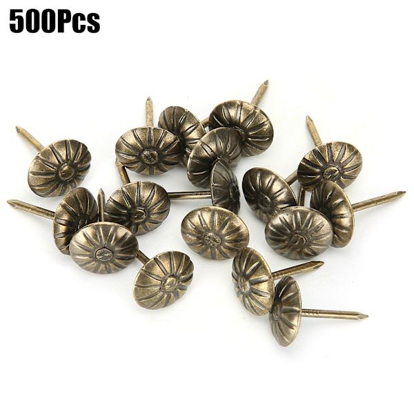 500 stk 11 x 16 mm boble spiker krysantemum mønster retro bronse jern sofa fast dekorasjon