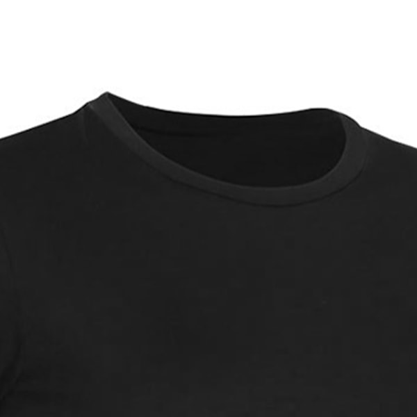 Kvinnors sport gym topp midja kors smal passform kortärmad träningstopp besättning hals fitness tank top för yoga löpning svart S